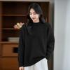 Luxurious Women's 100% Wool Sweater – Thickened Long Sleeve, Loose Fit, Lazy Style Knitwear for Autumn/Winter with Half-High Collar.