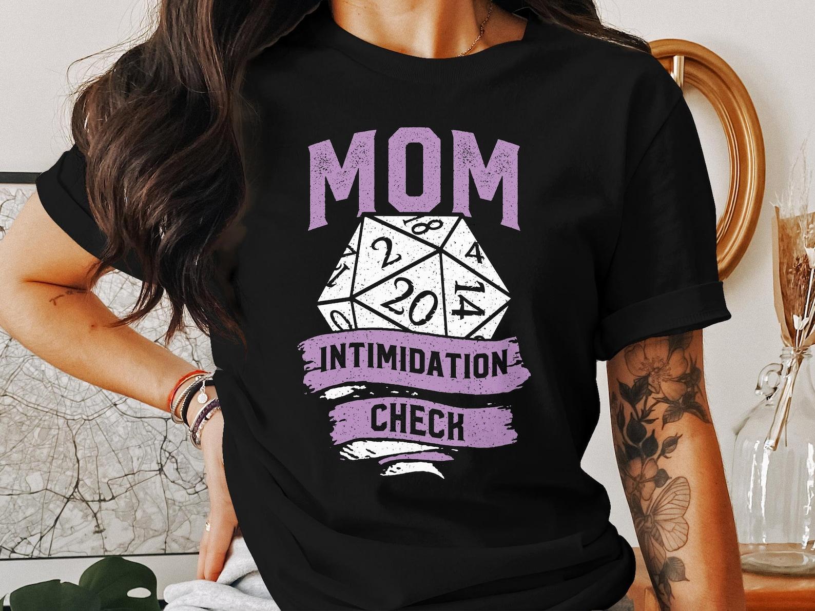 Mom Intimidation Check Natural 20 Mother Dungeons Tabletop RPG Roleplaying Dragons D20 Dice Gamer T-Shirt 2XL