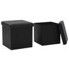 VidaXL Folding Storage Stools 2 Pcs Black Faux Leather