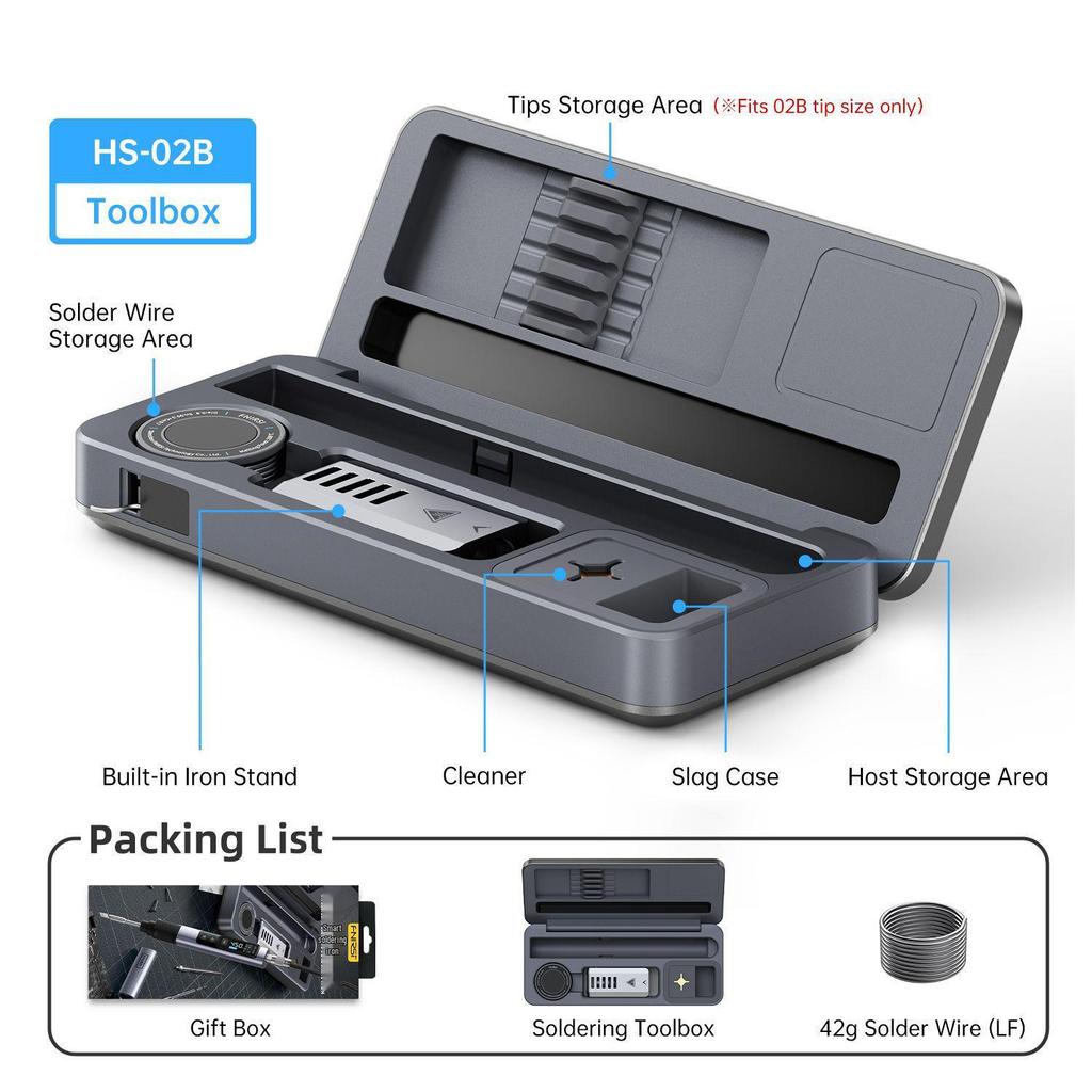 FNIRSI HS-02 Soldering Iron Set and Mobile Workbench Storage Box