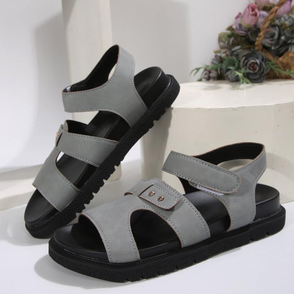 Fashion 2025 Large Size Women Sandals  New Style One-word Solid Color Casual  Thick Bottom Fashionable Beach Sandals Sandalias De Mujer