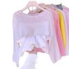 Spring and summer new hollow thin crew neck knitted sweater top loose lazy wind sunscreen blouse pullover woman