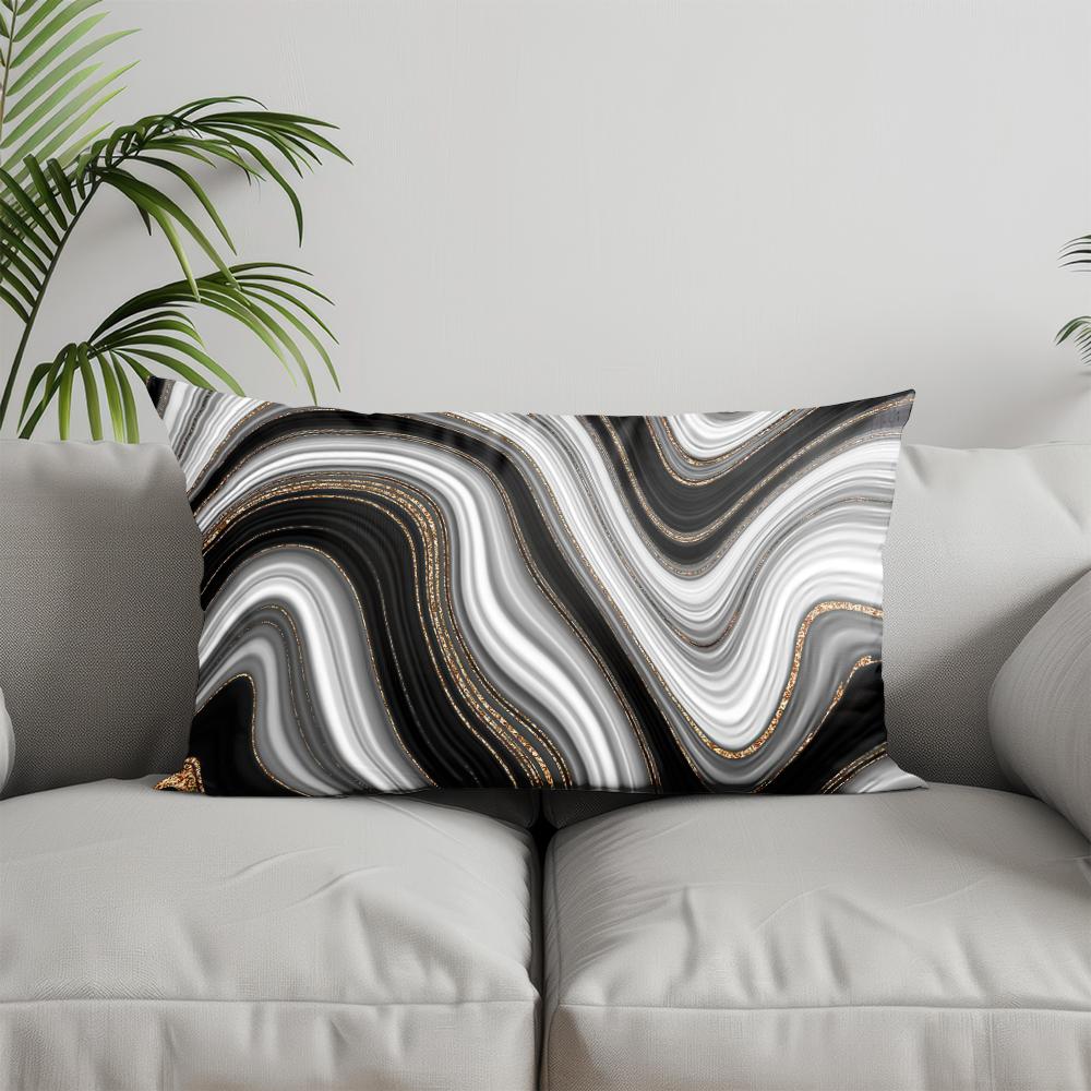 Home Decor Marble & Cherry Blossom Pillow Suitable For Sofa Bedroom Car Pillow Cover Cushion Rectangular Back Cushion