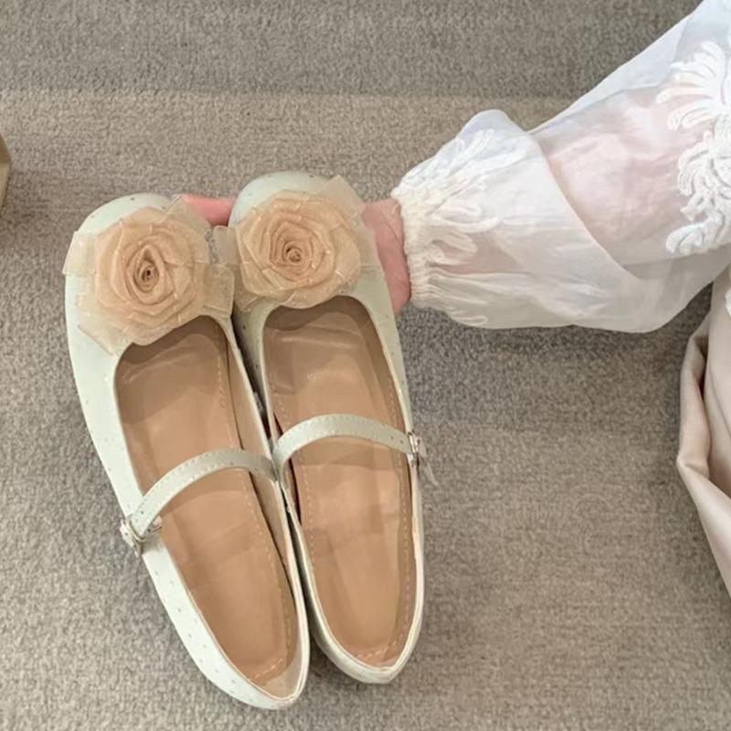 Cloth Shoes New Summer Square Head Shallow Mouth Fabric Lace Flowers Soft Sole Anti-slip Wear-resistant Flat Shoes