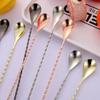 Stainless Steel Cocktail Spoon Long Handle Mixing Bar Spiral Teadrop Spoon Bartender Tools Kitchen Stir Spoon