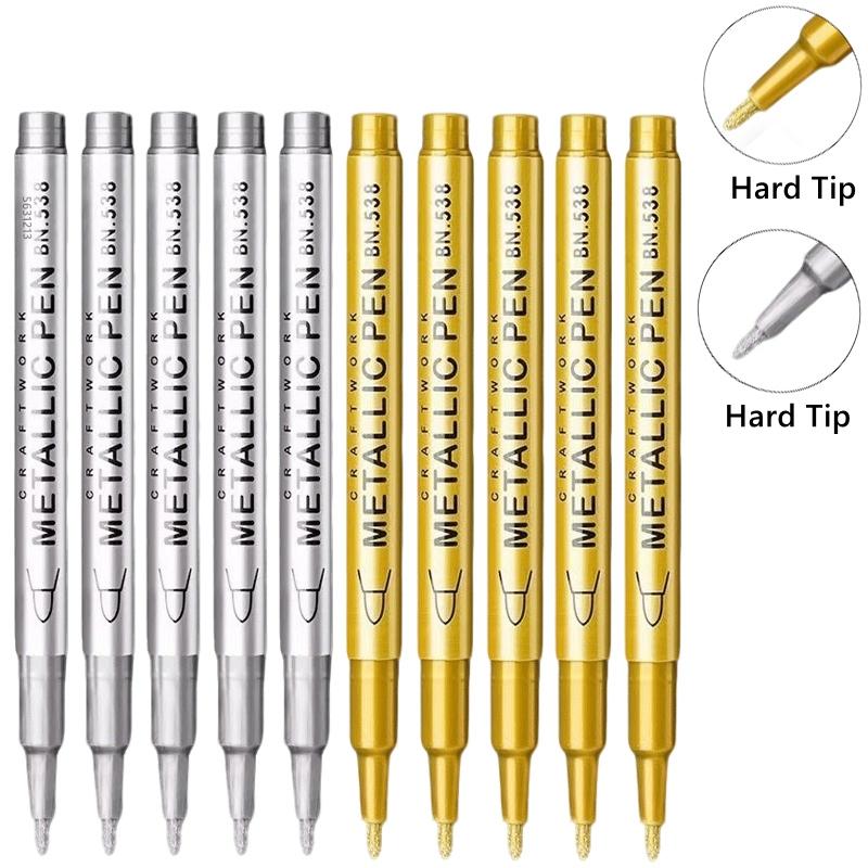 1/10/50Pcs Art Writing Gold Silver White Metallic Paint Pen Set Brush Tip Marker Pen Acrylic Paint Markers Stationery Supplies
