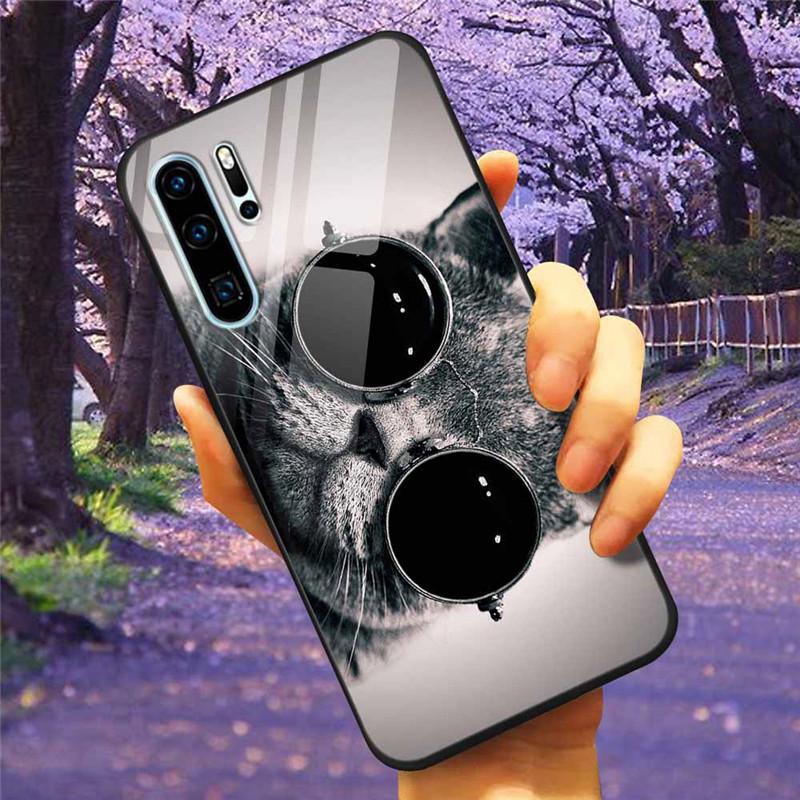 Phone Cover For Huawei P30 Pro Lite Case Tempered Glass Space Wolf Lion Funda for HUAWEI P30 Lite Luxury Cases P30Pro P 30 Cat