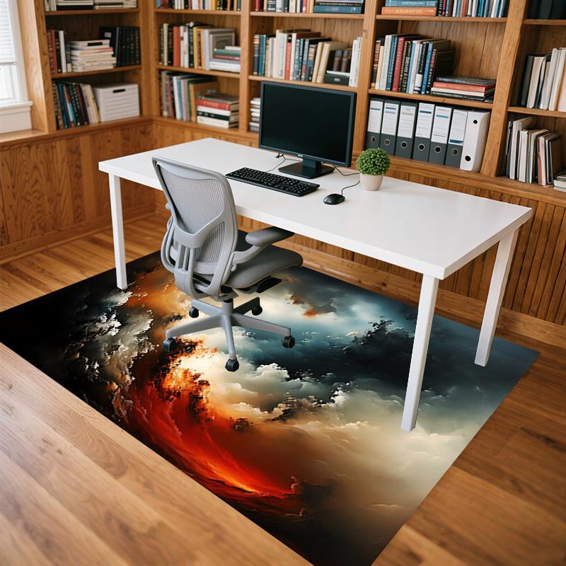 Fire Smoke Crystal Velvet Chair Mat Area Rug - Non-Slip, Floor Mat, Office Desk Chair Rugs, Bedroom Decor.Christmas Gift-1106060