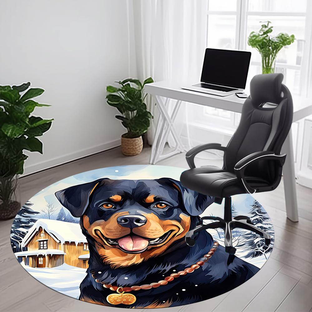 

1PC Winter Pet Dog Office Round Area Rug, Indoor Mat Suitable For Office, Under Office Chairs Bedroom Living Room Home Decor, Room Deco 024 80cm by 80cm