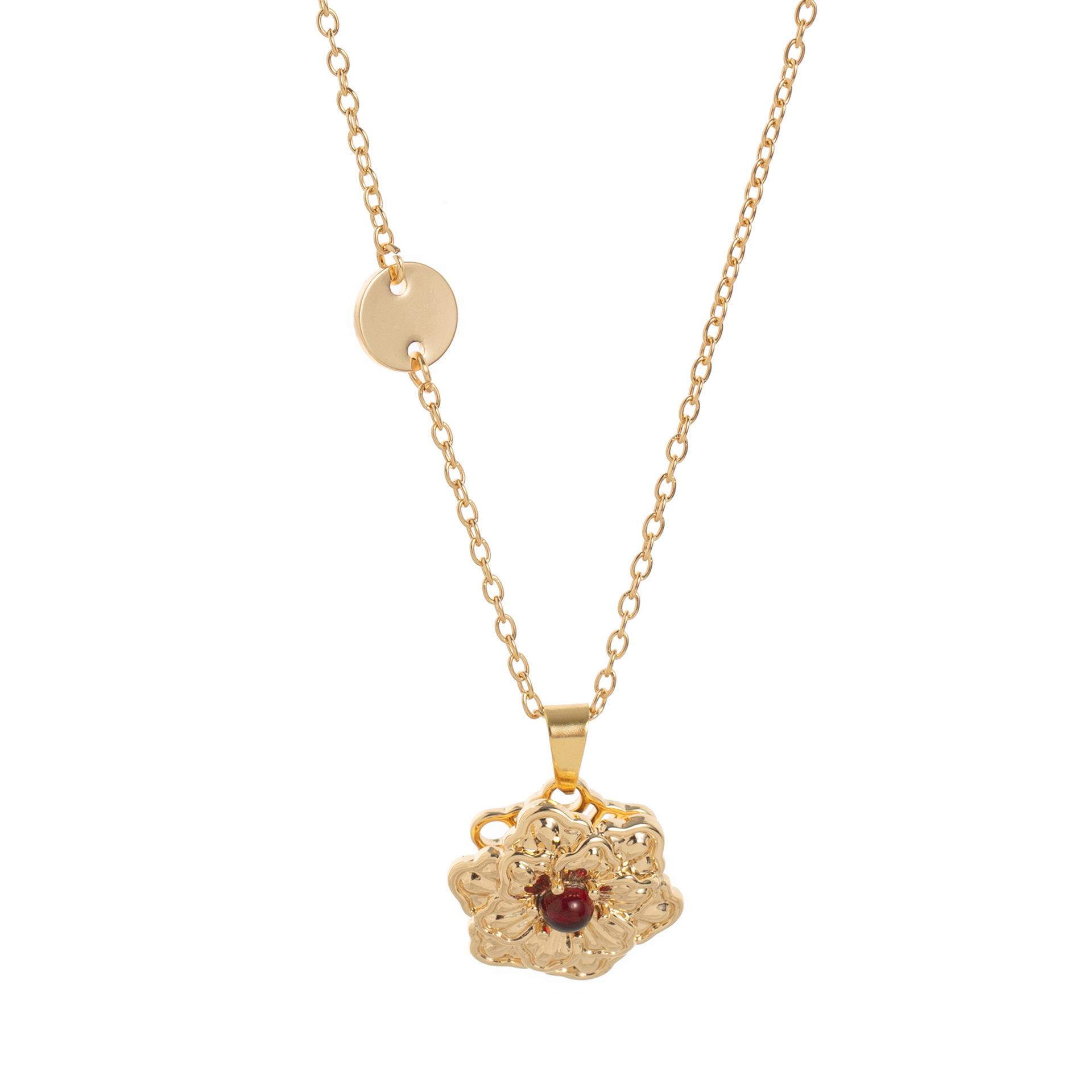 

December Flower Rotatable Flower Lucky Necklace Temperament Color Versatile Zircon Clavicle Chain