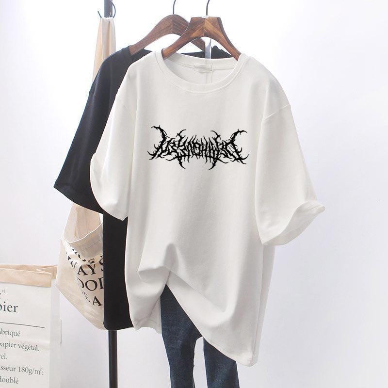 Plus Size  Girl T-shirt Women Slimming High Sense Tee Belly Covering Oversize O-neck Short Sleeve Top