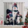Cute Cartoon Snowman Christmas Decoration Curtains Bedroom Restaurant New Year Holiday Party Decoration Curtains 2 Pieces