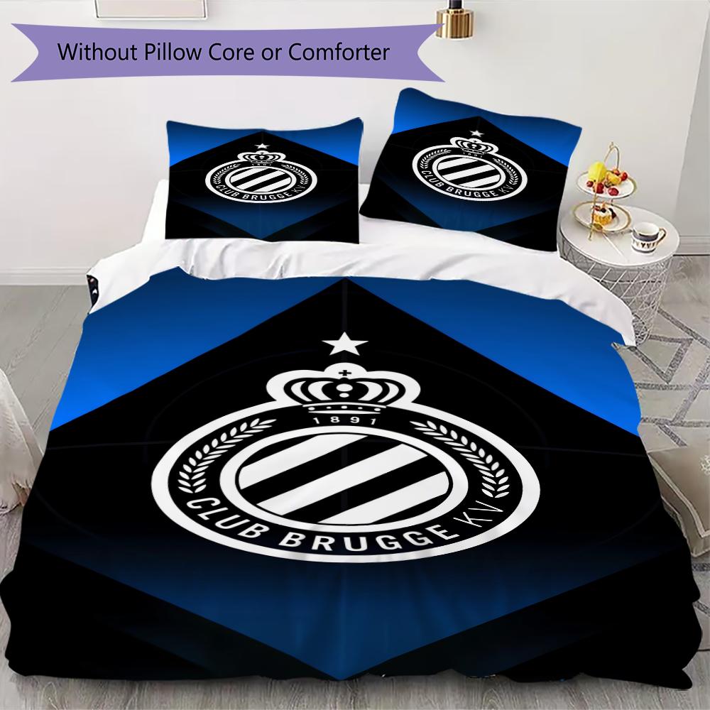 Club Brugge K V Pattern Bedding Uilt Set Uilt Cover Pillowcase Home Decoration Birthday Gift (1 * Duvet Cover + 2 * Pillowcase Without Core)