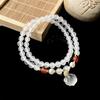 Qian Jing Wan Ma Smoky Purple Gray Agate & White Chalcedony Women's Bracelet with Pendant