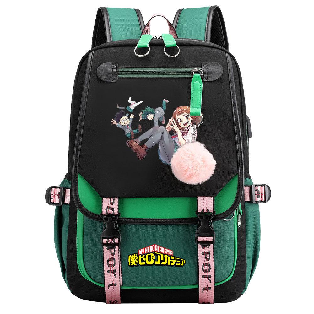Day Man My Hero Academy USB Teen Student School Bag Men's and Women's Casual Webbing Flip Backpack