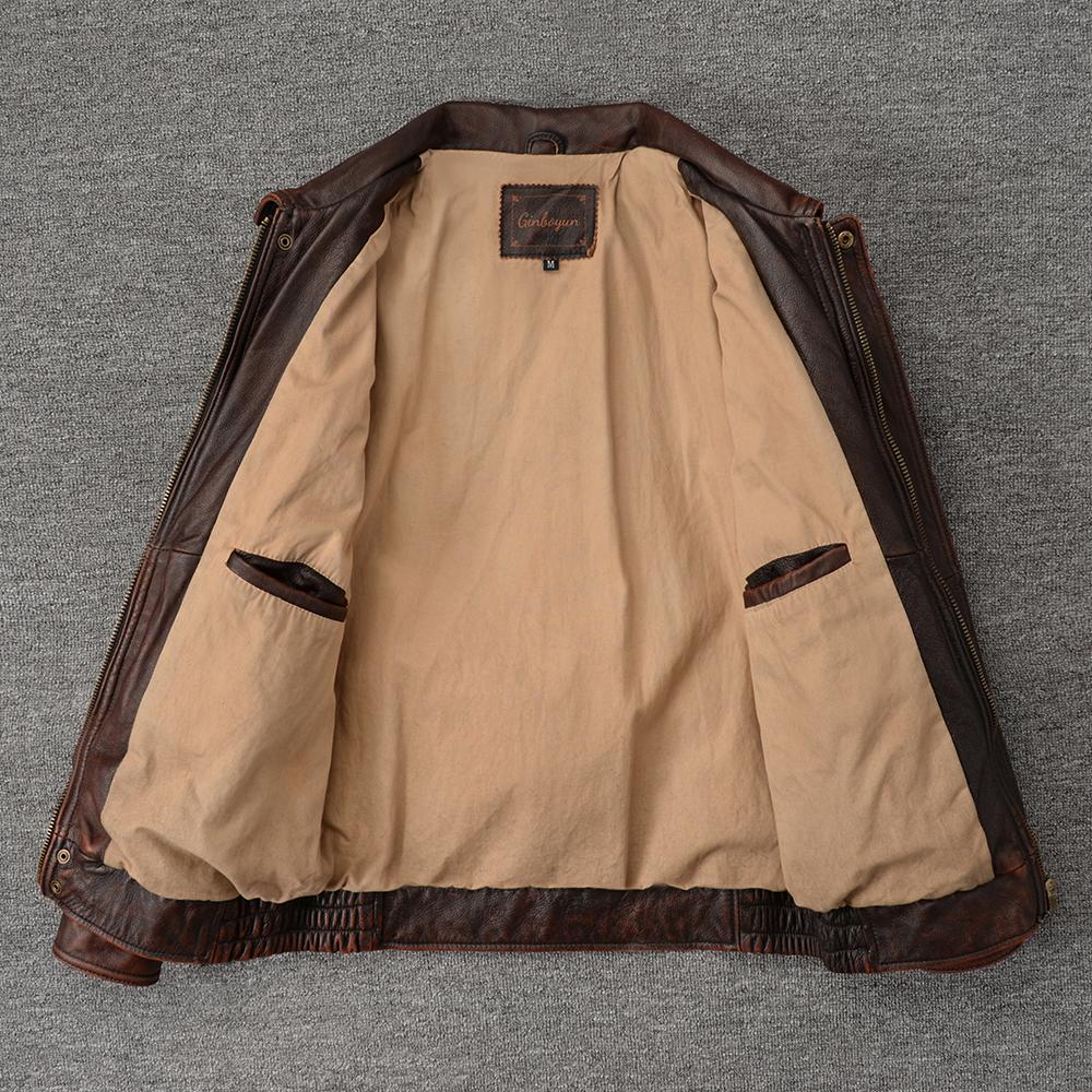 Men's Genuine Cowhide Leather Jacket Real Cow Loose Oversized Style Coat Man Clothes Spring Autumn