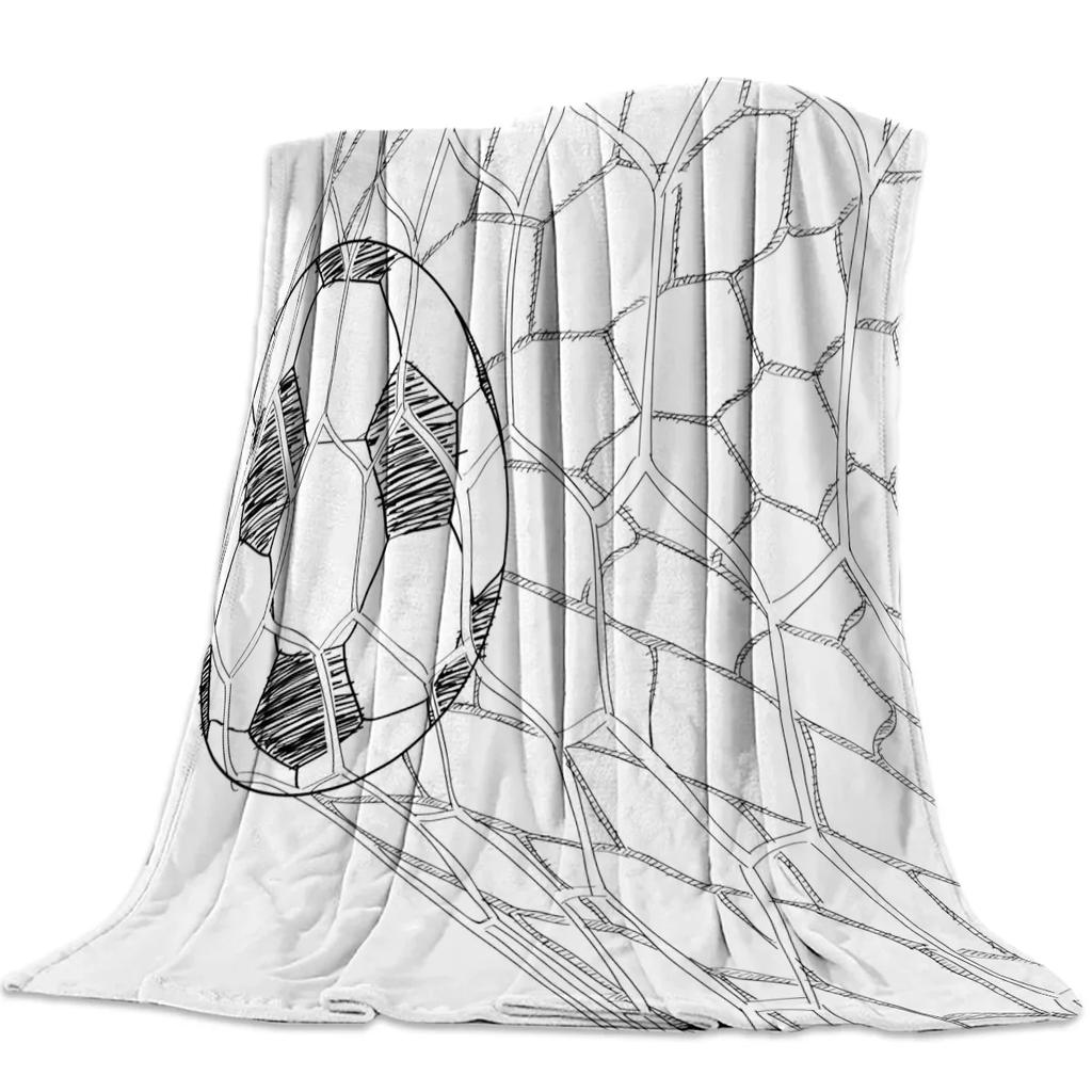 Soccer Ball Sport Football Print Blankets Coverlet Throw Cover Fleece Comfort Warm Flannel Blanket for Indoor Couch Home Decor