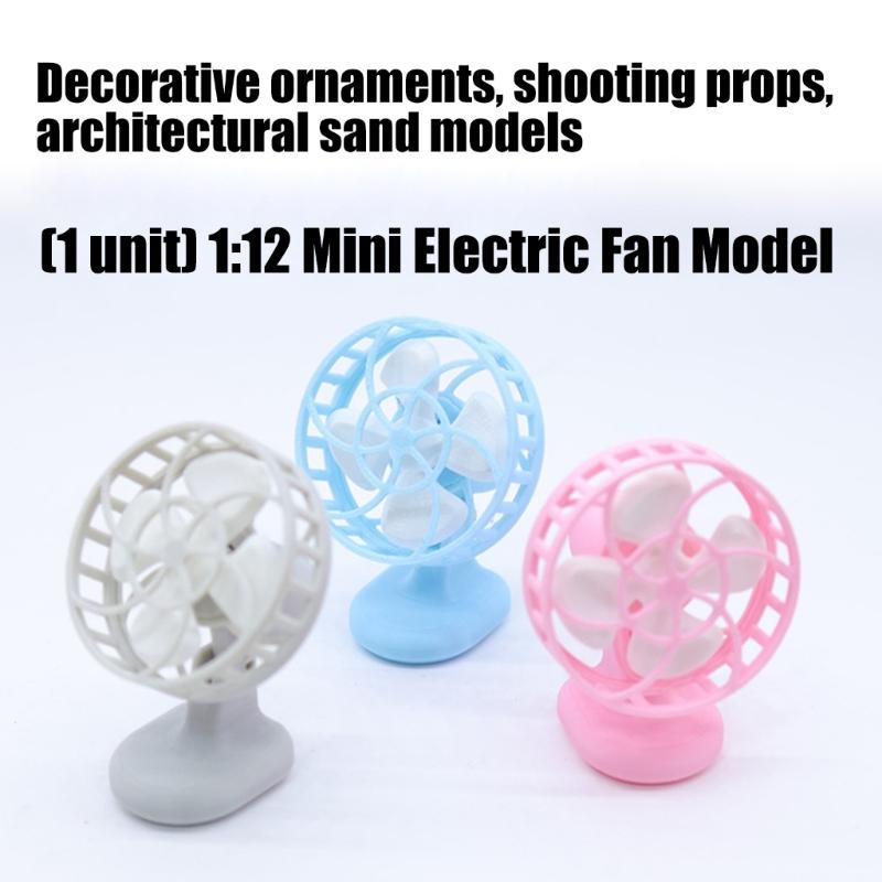 Miniature Electric Fan Model Figurine For 1/12 Doll House Landscape Realistic Design Cooling Fan Decorative Accessory