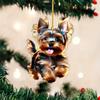 Car Mirror Cute Dog Hanging Lively Playful Yorkie Hanging Ornament for Women Girls Birthday Gifts