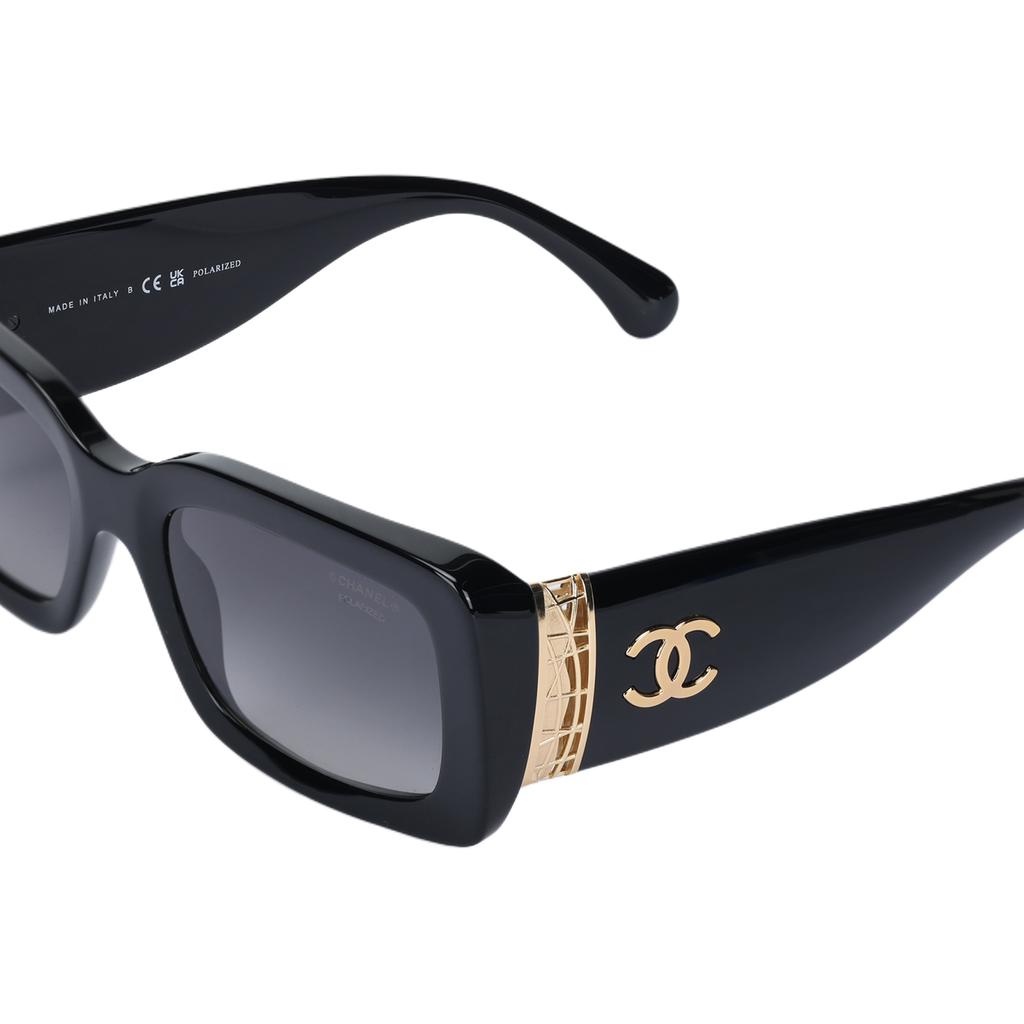 Chanel Logo Rectangle Sunglasses Unisex Sunglasses Black CH5534-C622/S8
