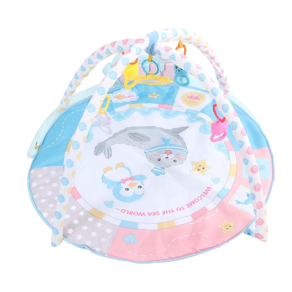 Baby Gym Mat Multifunctional Early Education Light Round Music Piano Playmat for Toddlers
