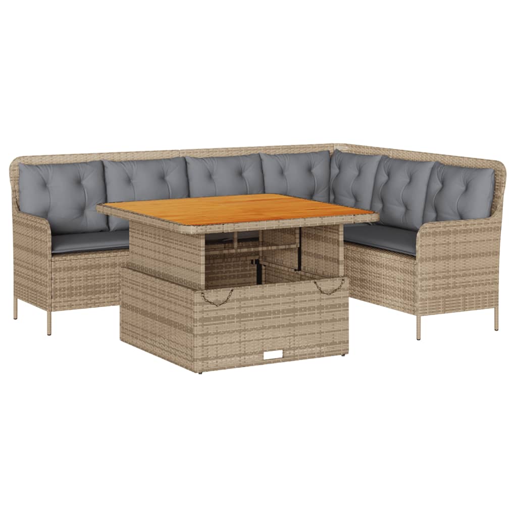 Vidaxl 2-Cz. Garden Furniture Set With Cushions, Beige, Poly Rattan