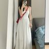Korean atmosphere gentle white suspender dress children early spring 2026 new first love temperament long skirt