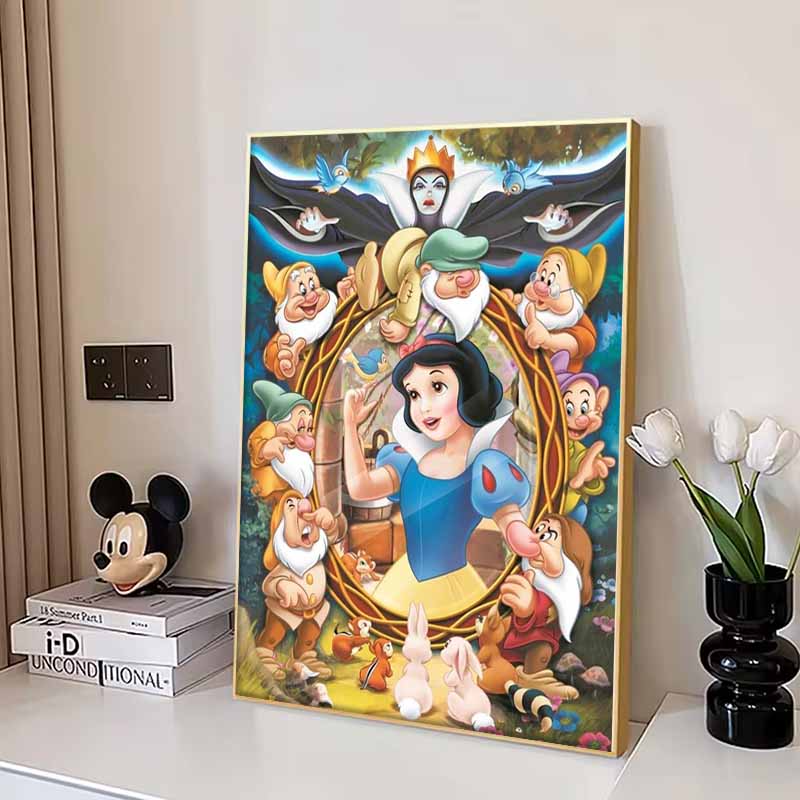 Disney Diamond Painting Snow White and The Seven Dwarfs Magic Mirror Creative Illustration 5D Diamond Painting ArtEmbroideryCrossStitch RoomDecoration