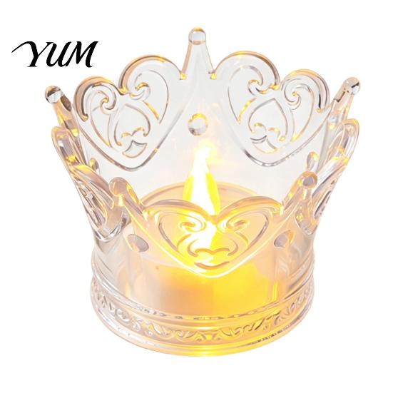 Transparent Plastic Box Crown LED Tea Light, Flameless Faux Crystal Candle Night Vintage Home Decor Romantic Wedding Party Decor, Creative Gift