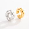Retro Stainless Steel C Shape Ear Cuff Golded Silver No Piercing Earrings Irregular Shape Thick Stud Earrings Women