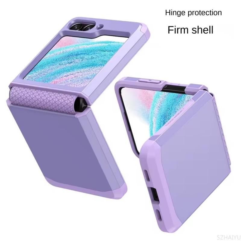 Capa de Telefone Integrada com Dobradiça de Armadura Galvanizada para Samsung Galaxy Z Flip 6 5 4 3 Flip5 Flip6 5G Capa Protetora Rígida