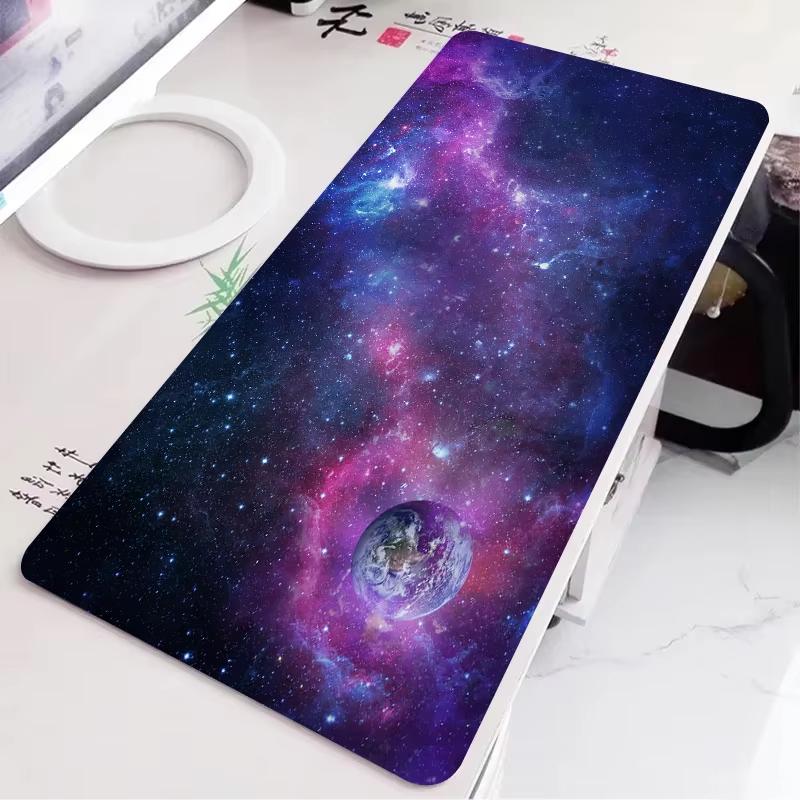 Purple Blue Planet Gaming Mouse Paddark Cosmic Nebula Starry Sky Print Waterproof Nonslip Full Desk Keyboard Mat For Gamers