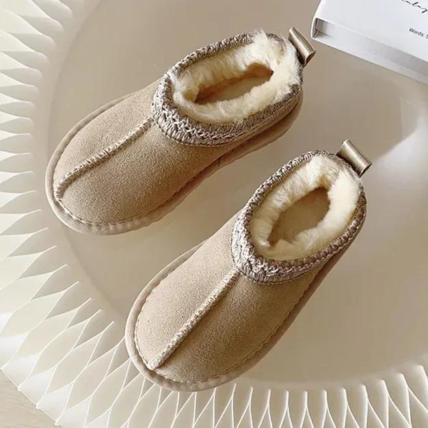 Winter Children Snow Boots 2027 New Design Baby Cow Suede Upper Warm Shoes With Thick Plush Boys Girls Toddler High-top Fur Boot