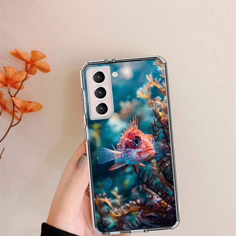 

Red Fish Swims in The Depths of The Sea Clear Phone Cases for Samsung S26 Ultra Galaxy S25 Edge S24 S23 FE S21 Plus S20 S22 S10 Samsung S23 FE
