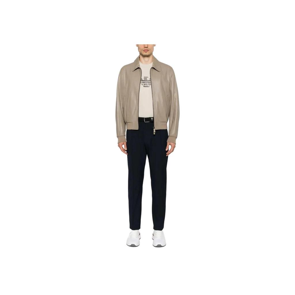 Emporio Armani SS25 Eagle Pattern Embroidered Loose Fit Crew Neck Short Sleeve T-Shirt Men Tops Beige EM001026-AF13669-M1054