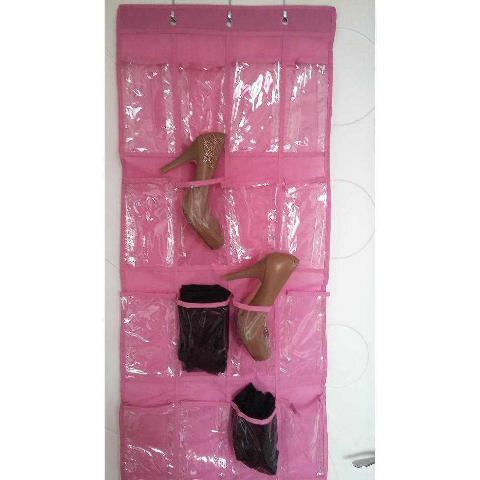 

24-Pocket Over The Door Shoe Organizer (Pink)