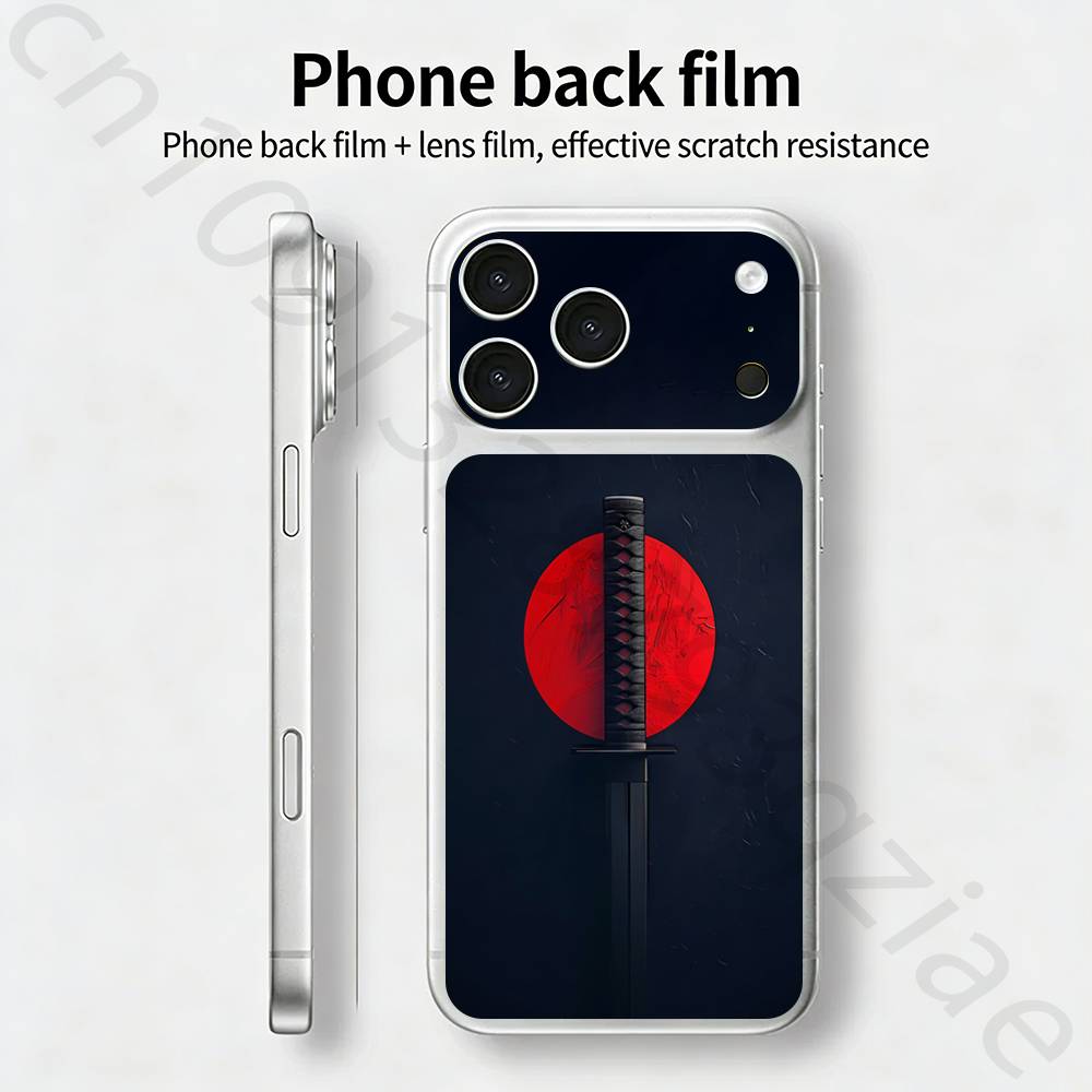 Japanese Bushido Samurai For iPhone 17 pro Max /17 pro Full Cover Decal Skin Wrap 3D Colorful Rear Protective Sticker Film