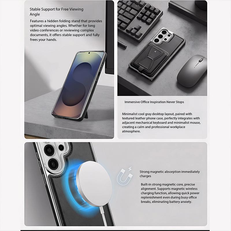 Premium Business Leather Case For Samsung Galaxy S26 Edge S25 Ultra S24+ Plus S23 Cover With Magnetic Card Slot Holder Pocket