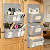 Wall-Mounted Storage Organizer Multi-Compartment Fabric Hanging Bag with Clear Window & Hooks for Closet Office Bedroom Home