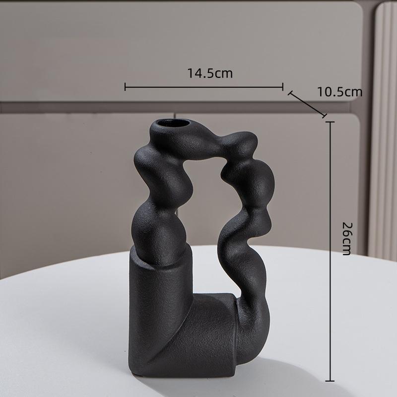 Ceramic Vase Hollowed-out Geometric Twisted Abstract Art Ornaments Flower Vase Flower Arrangement Accessories Home Decoration