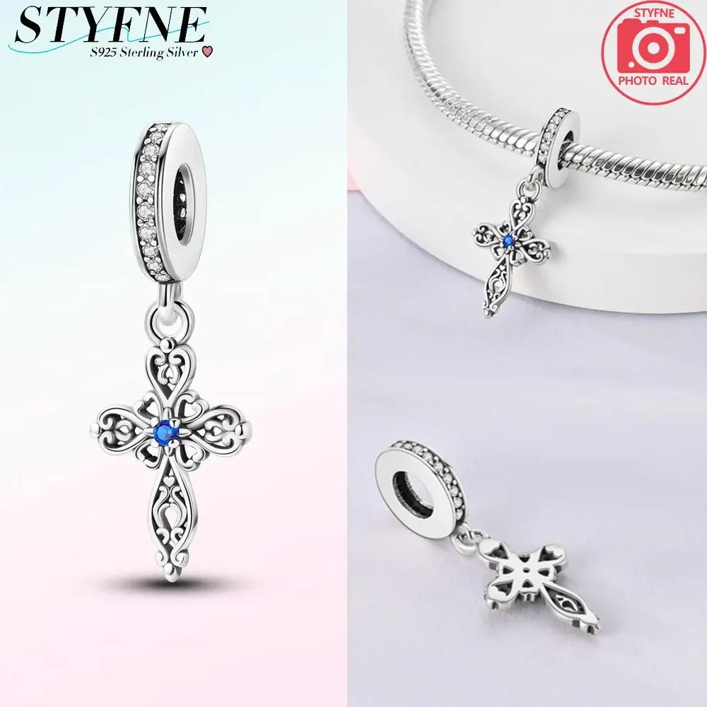 

Authentic copper Cross Blue Zircon Angel Heart Star Shape Symbol Charm Bead Charms Bead Compatible With Bracelets Women Jewellery Diy Accessory Fine G (as the picture-63192-)-