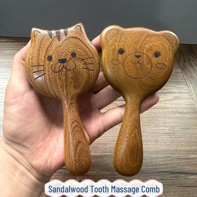 Schwarz-Gold-Sandelholz-Meridiankamm – Tragbares Kopfhautmassagegerät für Frauen, Katzendesign