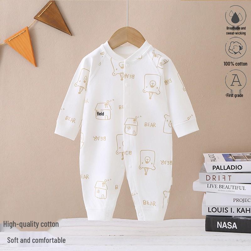 2025 New Pure Cotton Baby Jumpsuit for Spring, Autumn, and Winter - Newborn Toddler Inner Wear