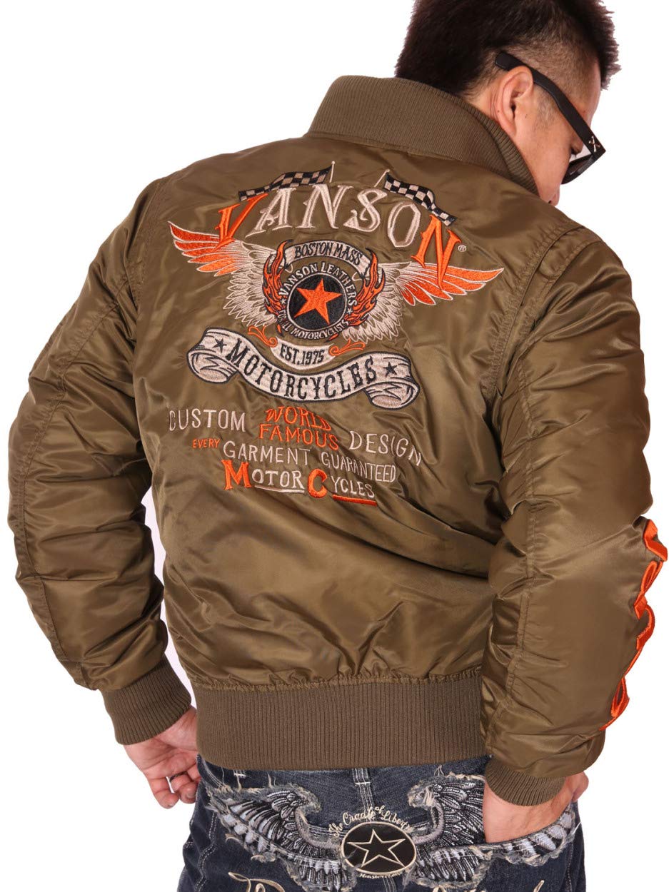 

Куртка-бомбер Flying Star Embroidery Flight Jacket V Green L [Vanson] MA-1 NVJK-702
