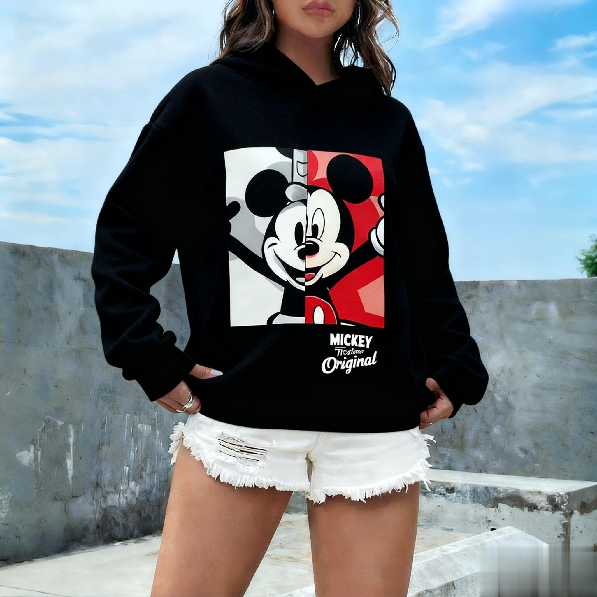 

Oversized Vintage Disney Mickey Mouse Graphic Hoodie Sweatshirt Men Women Pullover Top Casual Streetwear Spring Autumn Fashion S