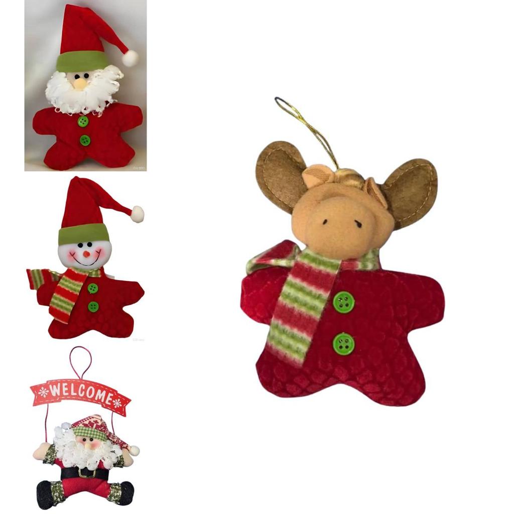 Świąteczne drewniane ozdoby z trójwymiarowym Świętym Mikołajem i bałwanem do dekoracji świątecznych