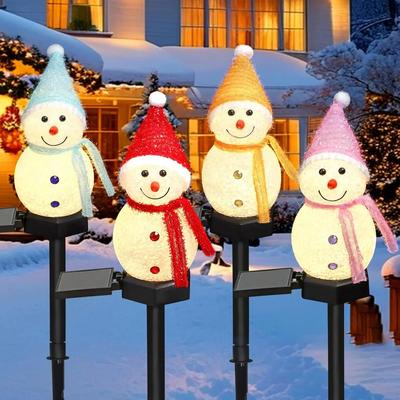 Ground Stake Light Solar Powered Xmas Pathway Lights Snowman Solar Garden Light Outdoor for Christmas Lawn Yard Decoration
