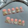 Unghie a Becco d'Anatra Stile Dolce Cool Europeo & Americano con Strass Colore AB - Lega Francese Fatta a Mano.