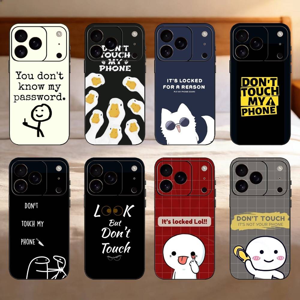 Dont Touch My Phone Phone Case Silicone black Soft For IPhone 17,16,15,14,13,12,11,SE,Plus Pro Max
