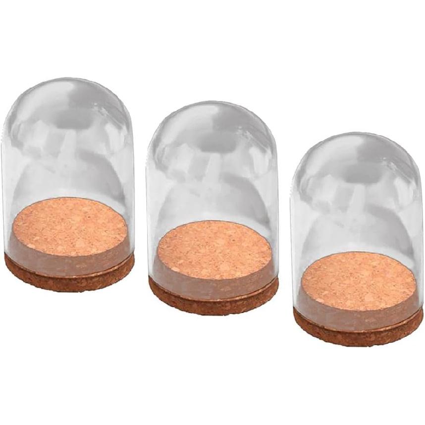 homozy 3Pack Mini Glass Cloche Dome Bell Jar Display Stand Cover Terrarium Bottle with Cork Base for DIY Decor